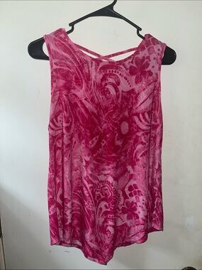 NWOT AMANA (S) Lightweight Pink Patterned Sleeveless Top Made in Mexico 🩷✨